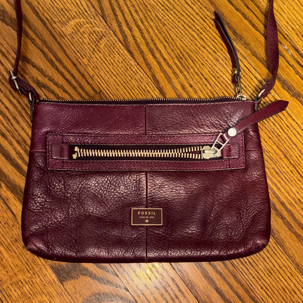 Fossil Burgundy Leather Crossbody Bag